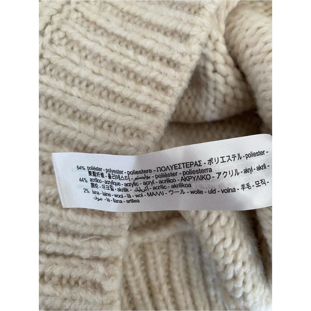 Zara Pearl-Trim V-Neck Cream Sweater -Women's Knit Pullover size large - Picture 5 of 5